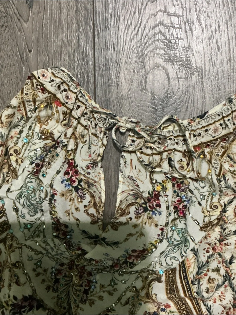 Camilla Cream and Olive Paisley Print Silk Camisole - Picture 3 of 3